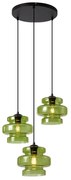 Lampă suspendată retro neagră cu sticlă verde cu 3 lumini - Denise