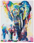 Pictura pe numere cu un cadru "Elefanti colorati" 50x40 cm