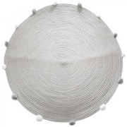 Covor rotund gri cu poane POME 90 cm