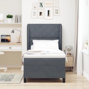 vidaXL Pat cu arcuri cu saltea Gri închis 90 x 200 cm Catifea