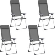 vidaXL Scaune de camping pliante, 4 buc., gri, aluminiu