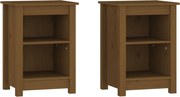 vidaXL Noptiere, 2 buc, maro miere, 40x35x55 cm, lemn masiv de pin