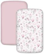 Set 2 cearceafuri din bumbac cu elastic roata pentru patut cosleeper 90x50 cm Kidizi, Fairy Clouds