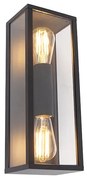 Lampă de perete inteligentă neagră 38 cm 2 lumini IP44 Incl. Wifi ST64 - Charlois