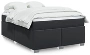 vidaXL Pat box spring cu saltea, negru, 140x190 cm, piele ecologică
