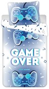 Lenjerie de pat pentru copii albă/albastră din bumbac pentru pat de o persoană 140x200 cm Game over – Jerry Fabrics