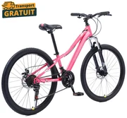 Bicicleta Caraiman, roti 24 sau 26 inch, cadru otel, frane pe disc, roz, BC28