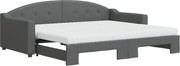 vidaXL Pat de zi cu extensie și saltele, gri închis, 90x200 cm, textil