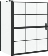 vidaXL Ecran de baie pentru duș Negru și transparent 116 x 68 x 128 cm