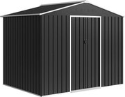 Outsunny Căsuță de Grădină 3.6m² din Oțel Zincat cu Grile de Ventilație, Căsuță de Grădină cu Uși Glisante Duble Blocabile, Acoperiș Înclinat, Căsuță pentru Unelte cu Mănuși, Gri Închis | Aosom Romania