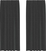 vidaXL Perdele Voile cu buzunare pentru bare 2 buc Negru