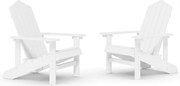 vidaXL Scaune de grădină Adirondack, 2 buc., alb, HDPE