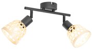 Spotlight oriental negru cu bambus 2 lumini - Rayan