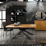 MASA WOOD - BLAT LEMN MASIV CU PICIOR METALIC - 250 cm / 100 cm / h 77 cm - NEGRU