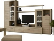 Mobilier living ATLANTIS NEW, stejar sonoma, PAL melaminat/sticla, cu