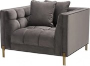 Fotoliu elegant design LUX Sienna, catifea gri 113196 HZ