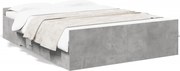vidaXL Cadru de pat cu sertare, gri beton, 135x190 cm, lemn prelucrat