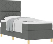 vidaXL Pat cu arcuri cu saltea Gri închis 80 x 200 cm țesătură