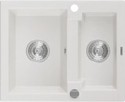 Mexen Carlos chiuvetă granit 1,5-camere 582 x 475 mm, alb, sifon crom - 6518581500-20
