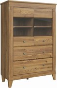 Vitrina BERGEN REG2W2S, stejar, PAL/sticla securizata, 102x47x151 cm