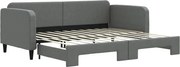 vidaXL Pat de zi cu extensie, gri închis, 90x200 cm, textil