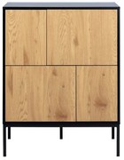 Comodă neagră/în culoare naturală înaltă cu aspect de lemn de stejar 80x103 cm Seaford – Actona