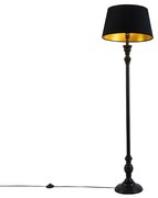 Lampă de podea inteligentă neagră cu abajur negru cu auriu 45 cm incl. Wifi A60 - Classico
