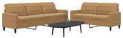 vidaXL Set de canapele cu perne, 2 piese, maro, catifea