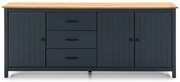 Comodă albastru-închis joasă din lemn de pin 190x80 cm Miranda – Marckeric