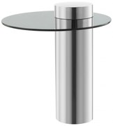 Măsuță de cafea rotunda din sticla si otel Ontario 52 cm gri