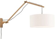 Aplica cu brat articulat din bambus si abajur din tesatura in, Andes natur/ alb