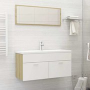 vidaXL Set mobilier baie, 2 piese, alb și stejar sonoma, PAL