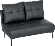 HOMCOM Divan cu Două Locuri Compact din Piele Sintetică, Divan Modern Capitonat cu Nasturi cu Îmbunătățire Spumoasă și Picioare din Lemn, Canapea Fără Brațe pentru Sufragerie și Birou, 115x73x83 cm, Negru | Aosom Romania