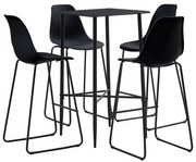 vidaXL Set mobilier de bar, 5 piese, negru, plastic