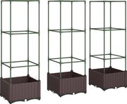 Outsunny Jardinieră înălțată cu spalier set de 3 jardiniere cu orificii de scurgere | Aosom Romania