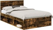 vidaXL Cadru de pat Stejar fumuriu 120 x 200 cm Lemn de pin masiv