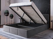 Pat Tapitat cu spatiu de depozitare 160x200 TOP Line 7 Grafit Velvet