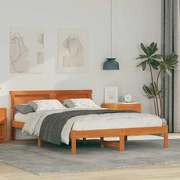 vidaXL Cadru de pat Maro ceruit 135 x 190 cm Lemn masiv de pin