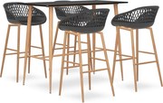 vidaXL Set mobilier de bar, 5 piese, negru și gri