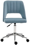 Vinsetto Scaun de birou, Înălțime ajustabilă Scaun de birou fără brațe, Drehbar Bürostuhl cu aspect de catifea, Scaun de schmink ergonomic pentru dormitor, birou acasă, Albastru | Aosom Romania