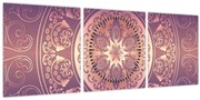 Tablou - Mandala pe gradient violet (cu ceas) (90x30 cm)
