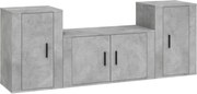vidaXL Set dulapuri TV, 3 piese, gri beton, lemn prelucrat