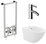 Pachet rama instalare Ideal Standard ProSys, bideu Rea Carlo alb si baterie bideu Omnires Y crom