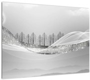 Tablou pe sticlă - Peisaj argintiu (70x50 cm)