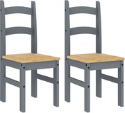 vidaXL Scaune de bucătărie, 2 buc., gri, 40x46x99cm, lemn masiv de pin