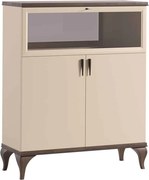 Comodă lemn masiv nuc bar Leona Crem-, 112 × 42 × 135 cm