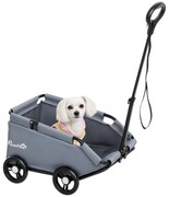 PawHut Poussette pentru câini poussette câine mic pliabilă cu 4 roți, cu bară de împingere reglabilă 53 x 45 x 28 cm gri | Aosom Romania