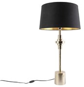 Lampă de masă Art Deco neagră cu abajur de bumbac negru 45 cm - Diverso