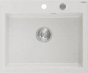 Mexen Elix chiuvetă din granit 1-cameră 600 x 500 mm, alb, sifon crom - 6525601005-20