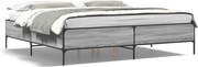 vidaXL Cadru de pat, gri sonoma, 200x200 cm, lemn prelucrat și metal